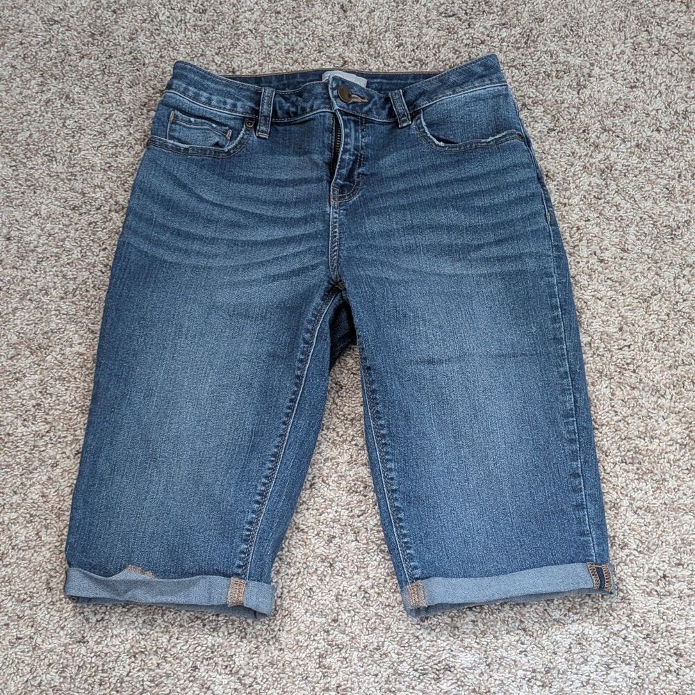 New York & Company NY&C Jean Denim Shorts Size 4 Rolled Cuff 12-in Inseam Jorts